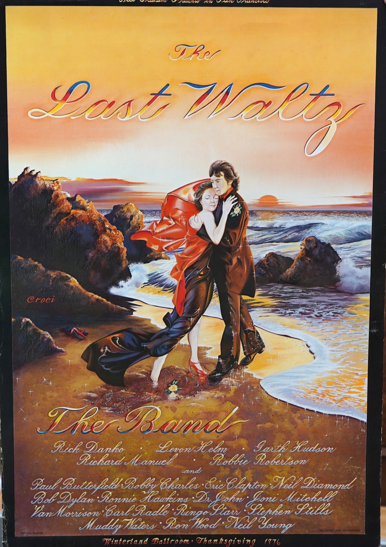 Two unframed film posters comprising Don’t Look Back, designed by Alan Aldridge, starring Bob Dylan and The Last Waltz, Promoted by Bill Graham, San Francisco, 1977, largest 76 x 50cm